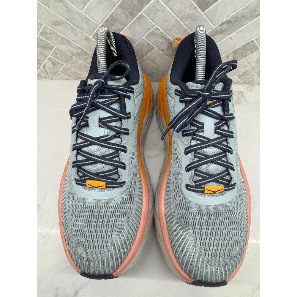 Hoka One One Bondi 7 Running Shoes Womens 8 Orange Blue Haze Athletic Sneakers